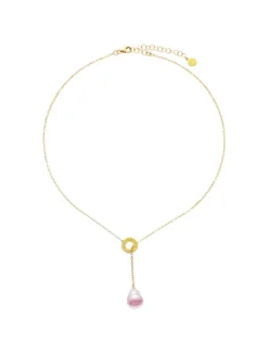 Cheap Majorica Luar Chain Necklace With Ruby Red Gradient Baroque Pearl