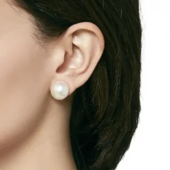 Shop Majorica Mabe 14Mm White Pearl Earrings In Silver