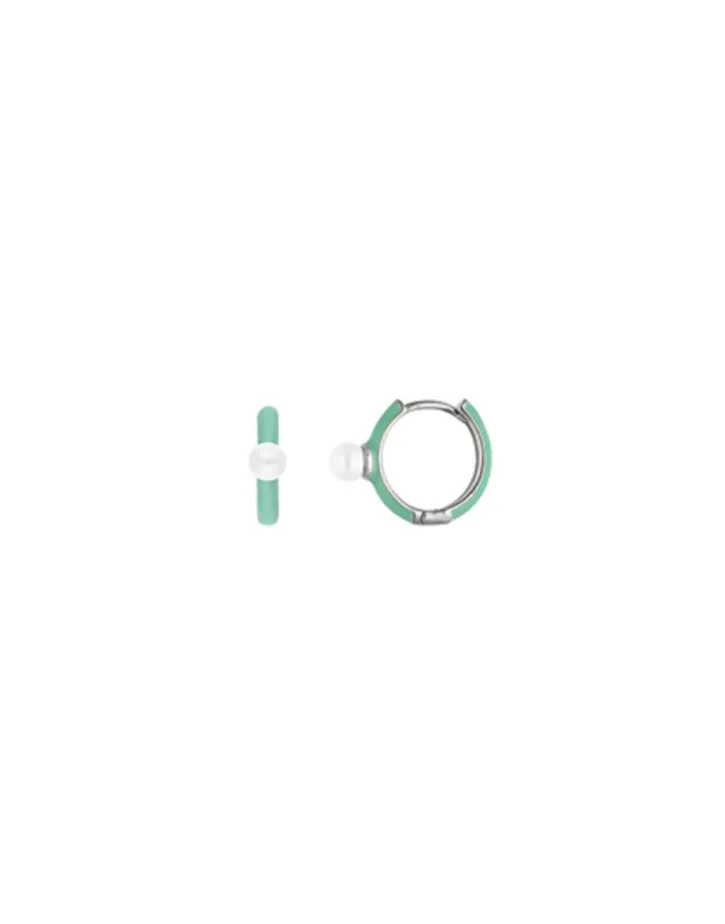 Sale Majorica Mini 4 Mm Color Pop Pearl Turquoise Hoop Earrings