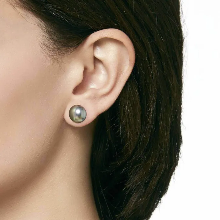 Shop Majorica 12Mm Grey Mabe Pearl Earrings In Silver