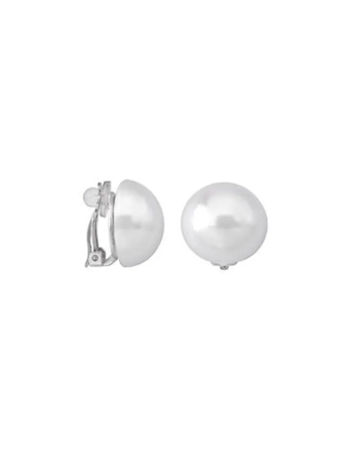 Store Majorica 18Mm White Pearl Mabe Clip Earrings