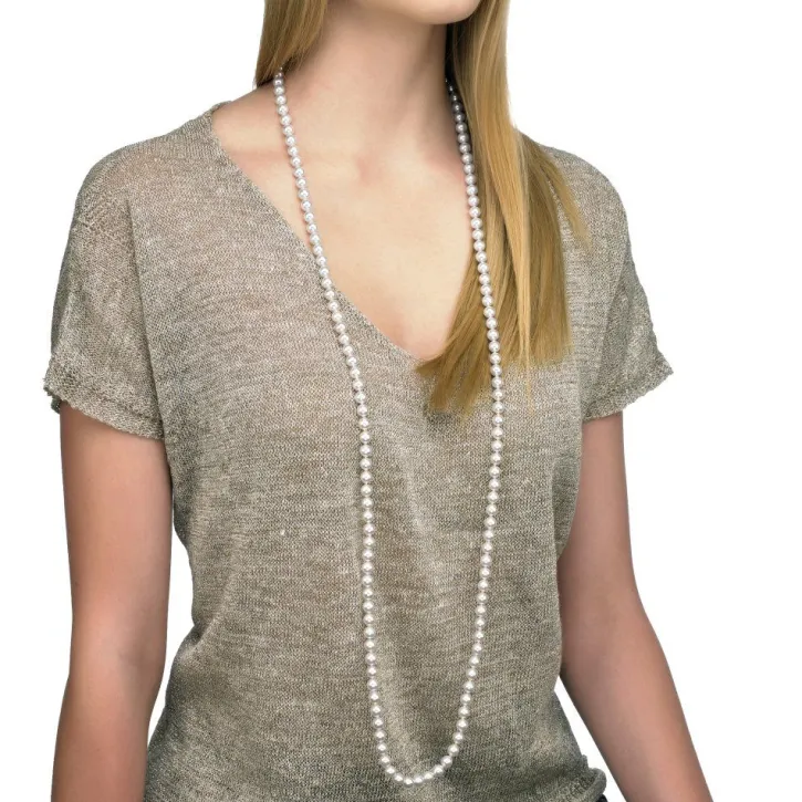 Outlet Majorica Necklace Jour 8Mm White Pearls 120Cm