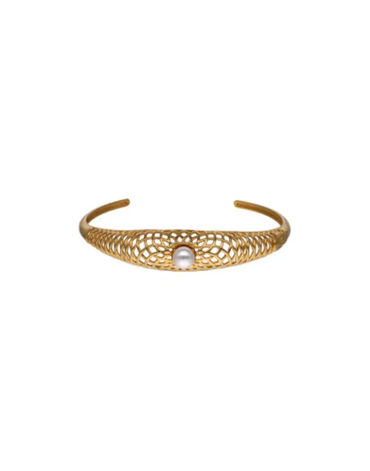 Hot Majorica Openwork Etna Large Bangle In Gold-Plated Silver