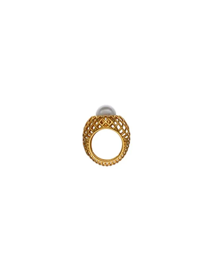 Discount Majorica Openwork Etna Large Ring In Gold-Plated Silver