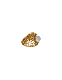Discount Majorica Openwork Etna Large Ring In Gold-Plated Silver
