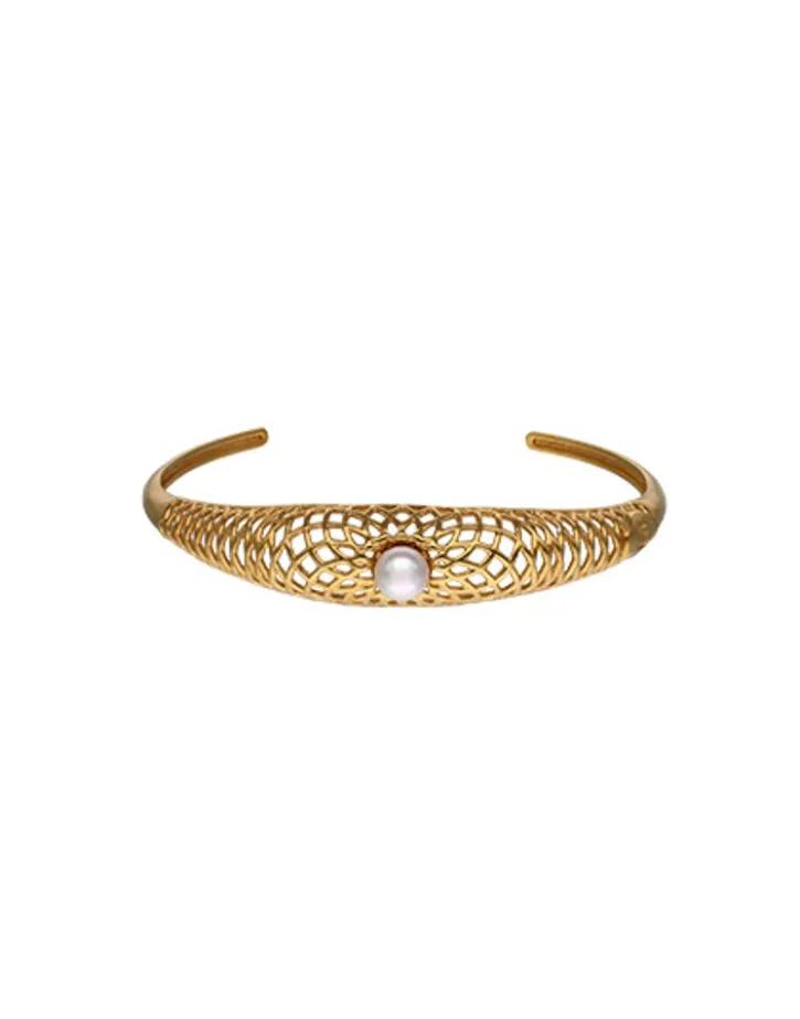 Flash Sale Majorica Openwork Etna Medium Bangle In Gold-Plated Silver