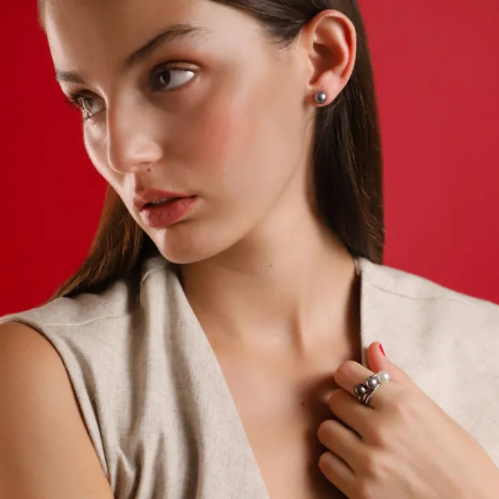 Hot Majorica Pearl Earrings Set Lyra 8 Mm Rose, Gray, Nuage
