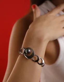 Shop Majorica Petra Chain Bracelet Steel With Grey Pearl