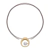 Shop Majorica Petra Cord Necklace In Gold Steel And Coffee Silk