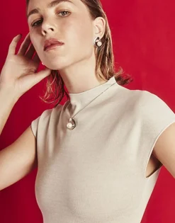 Flash Sale Majorica Petra Necklace In Steel With A Round White Pearl
