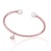 Best Sale Majorica Pink Steel Bangle Carmen With White Pearls