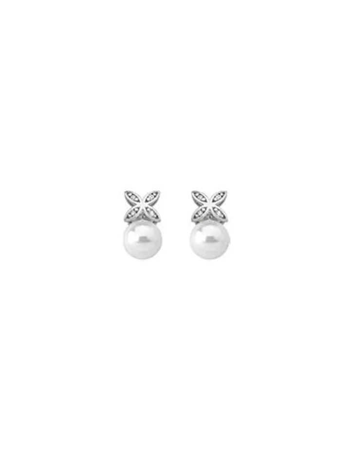 Hot Majorica Romance Earrings With A Round Pearl And Cubic Zirconias
