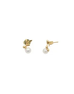 Shop Majorica Romea Short Earrings In Gold-Plated Silver And White Pearl