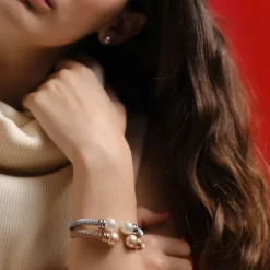Best Sale Majorica Rose Gold Plated Bracelet Tender Salmon Pearl