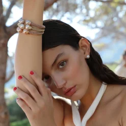 Hot Majorica Rose Gold Plated Bracelet Tender Nuage Pearl
