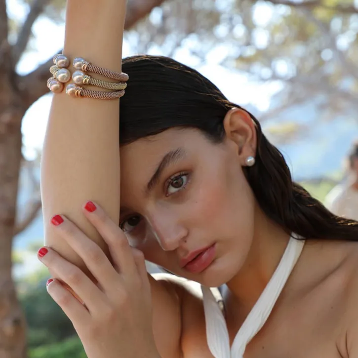 Hot Majorica Rose Gold Plated Bracelet Tender Nuage Pearl