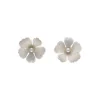 Cheap Majorica Santorini Bianco Bridal Earrings Small Nacre Flower With Pearls