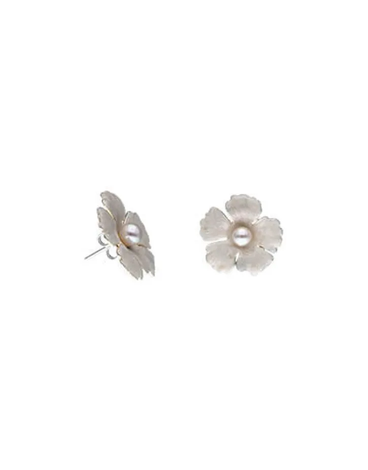 Cheap Majorica Santorini Bianco Bridal Earrings Large Nacre Flower With Pearls
