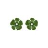 Online Majorica Santorini Large Flower Olive Green Earrings In Silver