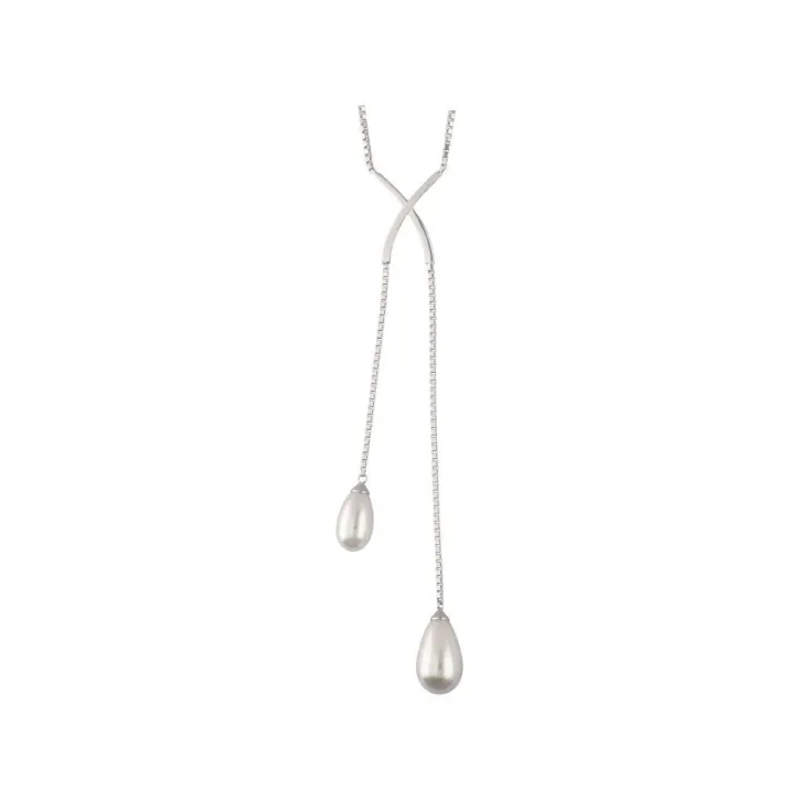 Cheap Majorica Short Elixa Silver Necklace With White Pear Drop Pearl