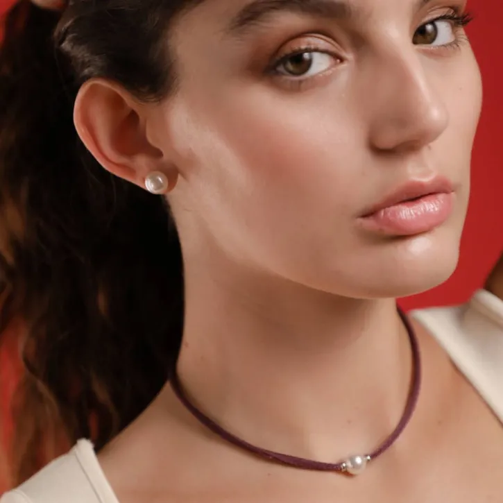 Discount Majorica Sifnos Adjustable Unisex Elastic Necklace Magenta