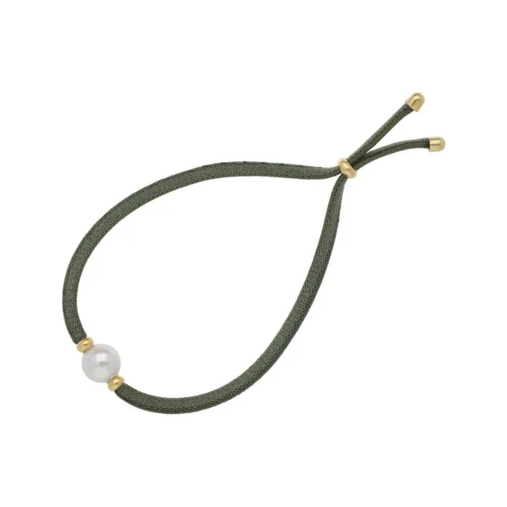 Outlet Majorica Sifnos Adjustable Unisex Elastic Bracelet Olive Green
