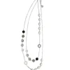New Majorica Silver Algaida Long Multiposition Necklace With Black Murano Glass