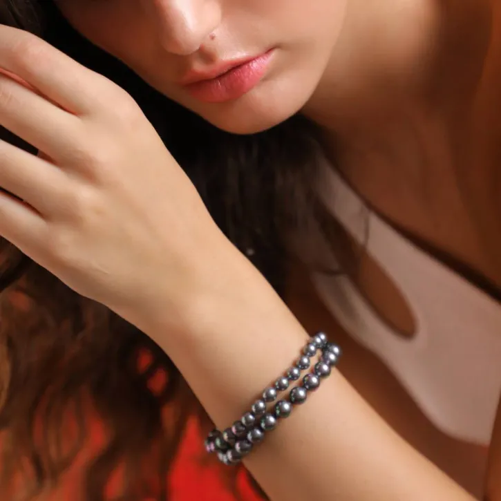 Best Sale Majorica Silver Bracelet Lyra With 8Mm Gray Pearls