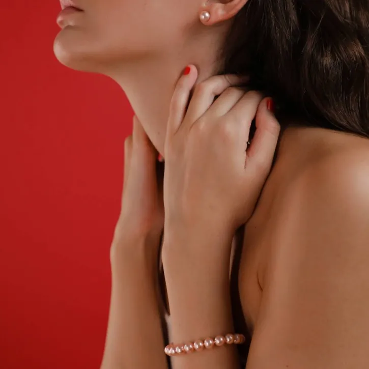 Best Majorica Silver Bracelet Lyra With 8Mm Pink Pearls
