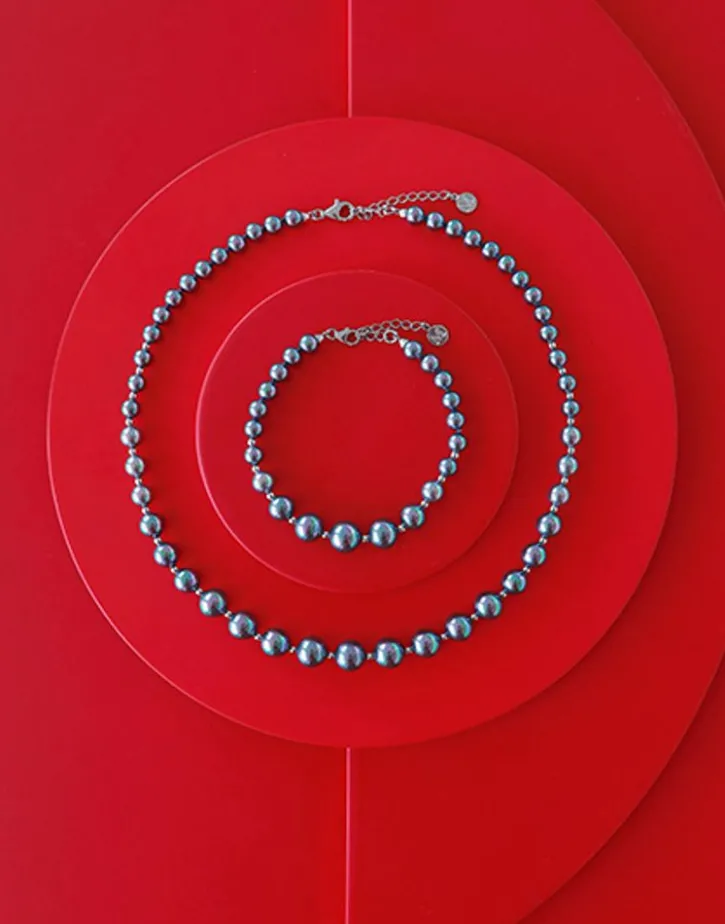 Fashion Majorica Silver Bracelet Lyra With 6/10Mm Gray Pearls