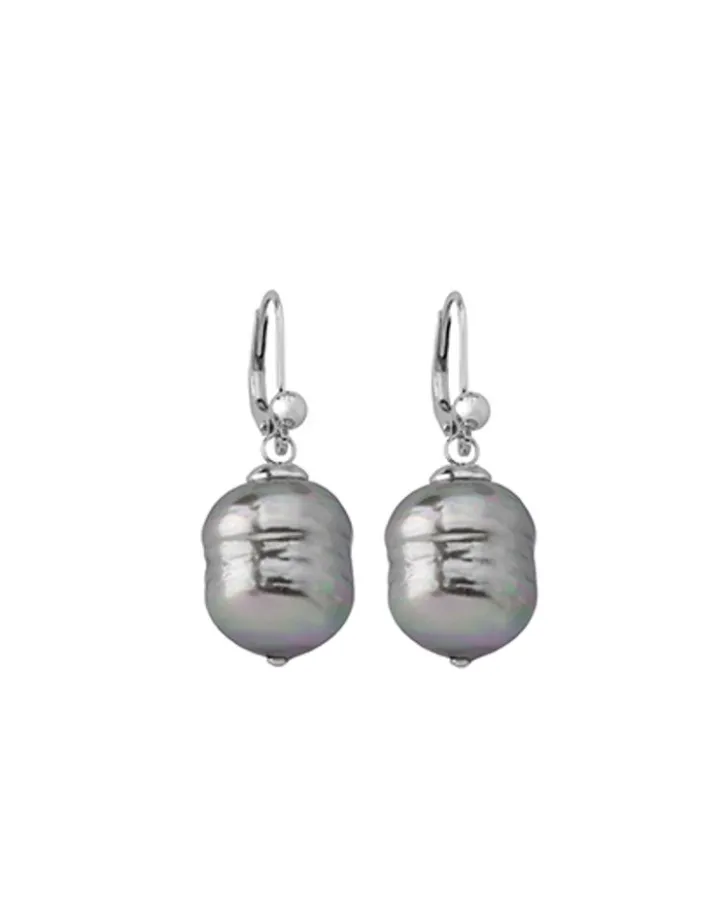 Shop Majorica Silver Earrings Agora With 12Mm Gray White Pearl
