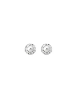 Best Sale Majorica Silver Earrings Cometa With Round Pearl
