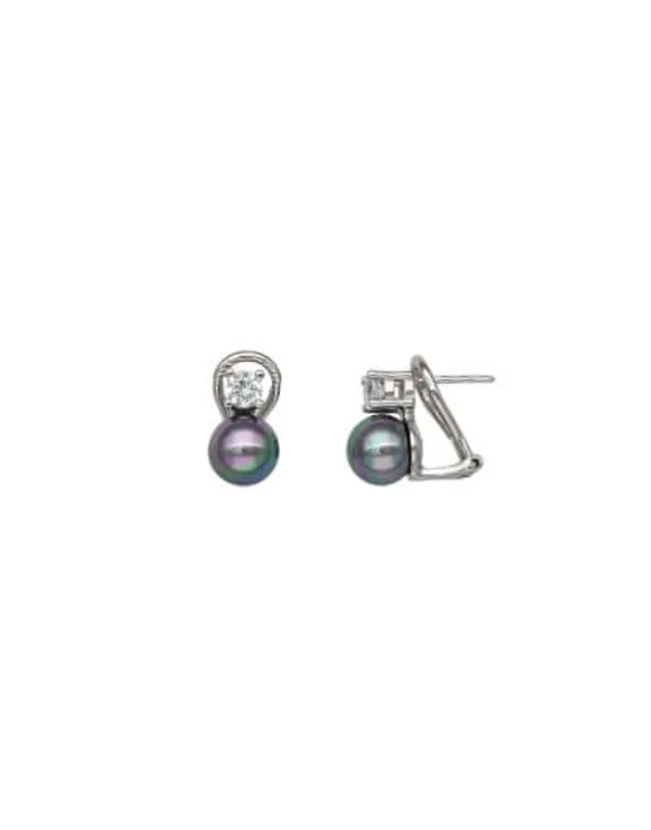 Flash Sale Majorica Silver Earrings Selene 8Mm Gray Pearl And Zircons