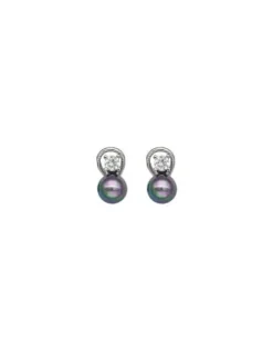 Flash Sale Majorica Silver Earrings Selene 8Mm Gray Pearl And Zircons