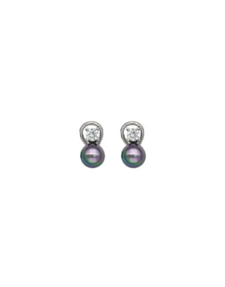 Flash Sale Majorica Silver Earrings Selene 8Mm Gray Pearl And Zircons