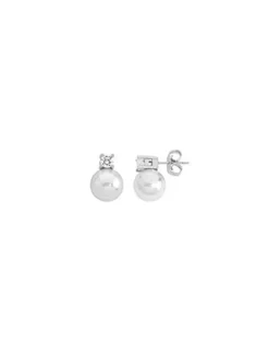 Best Sale Majorica Silver Earrings Selene With 10Mm White Pearl And Zircons