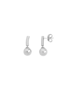 Clearance Majorica Silver Espiga Earrings With 8Mm Round White Pearl