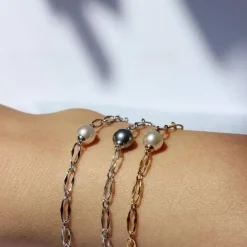 Sale Majorica Silver Link Bracelet Cies With Gray Pearl