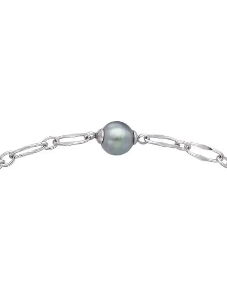Sale Majorica Silver Link Bracelet Cies With Gray Pearl