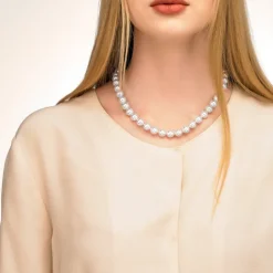 Sale Majorica Silver Lyra Necklace 10Mm 45Cm