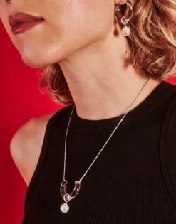 Shop Majorica Silver Necklace With Ayla Pendant In High-Resistance Glass