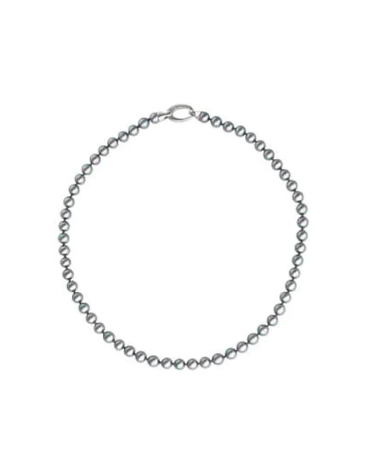 Outlet Majorica Silver Neclace Lyra With 6Mm Gray Pearl 40Cm