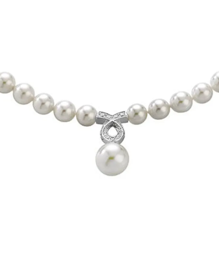 Store Majorica Silver Pearl Necklace Lilit With Zircons 8Mm 43Cm