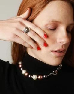 Best Sale Majorica Silver Tahiti Ring With Tahiti Half-Ball Pearl