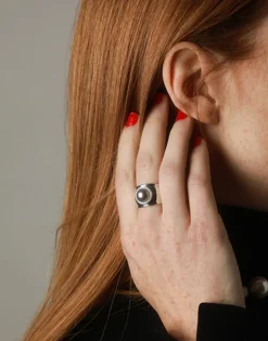 Best Sale Majorica Silver Tahiti Ring With Tahiti Half-Ball Pearl