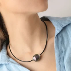 Store Majorica Zindis 45Cm Leather Necklace