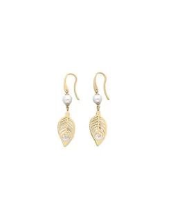 Best Majorica Dafne Earrings With Hanging Mother-Of-Pearl Leaves